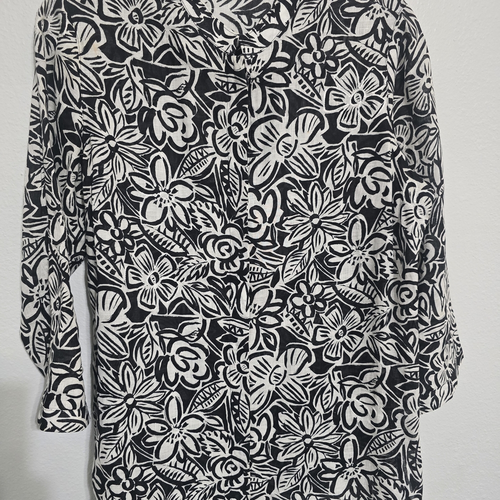 Laura Ashley Black and White Floral Blouse